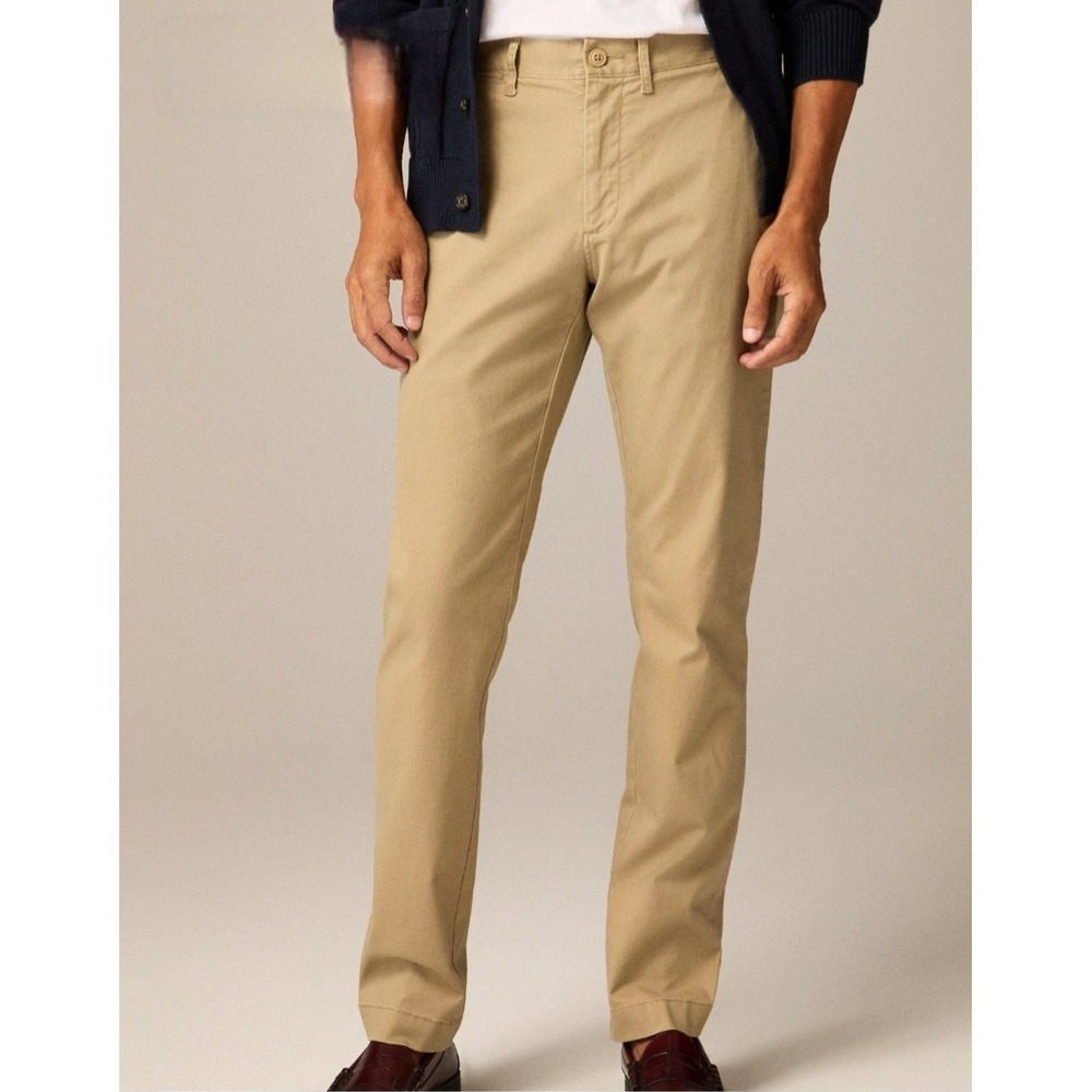 J.Crew 770‎ Straight Fit Stretch Chino Pant Khaki Cotton Twill Men's 32/34 NEW